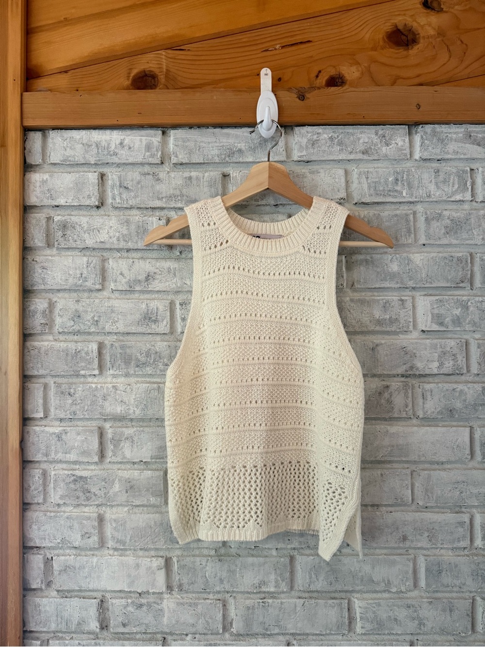 SO Cream Openwork Knit Tank Top